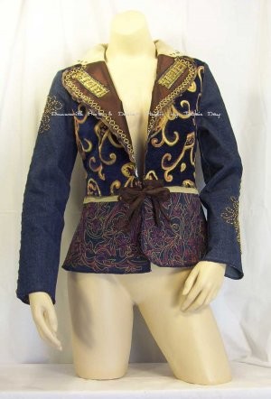 VANITY COLLECTION Tie-Front Crown Patchwork Jacket 128-018