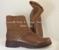 AJ VALENCI LEATHER BOOT TONAL KNIT ANKLE Size 7