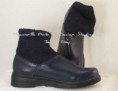 AJ Valenci Tonal Knit Ankle Leather Boot NAVY Blue 7M