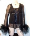 LOVELY by MITCHEL GROSS OSTRICH FEATHER & CHIFFON JACKET with TANK Size 10